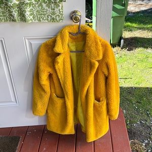 Yellow fur coat